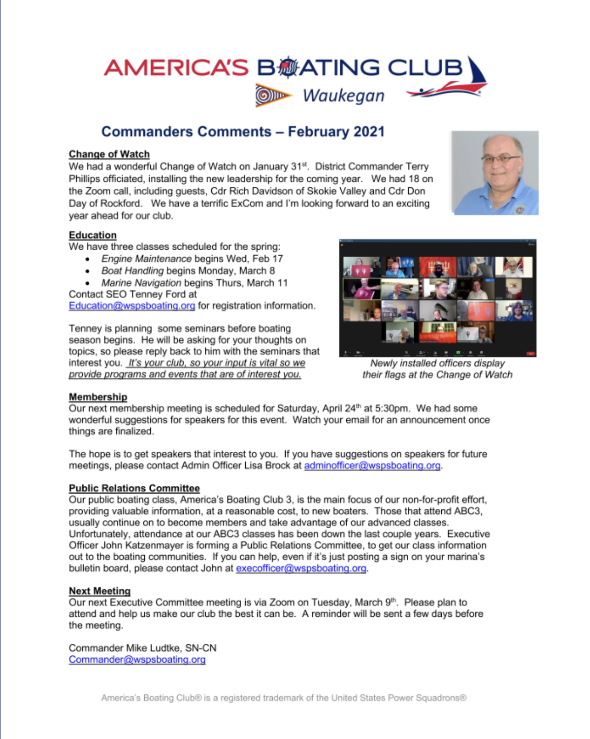 This is a picture of the Commander's Comments email flyer.