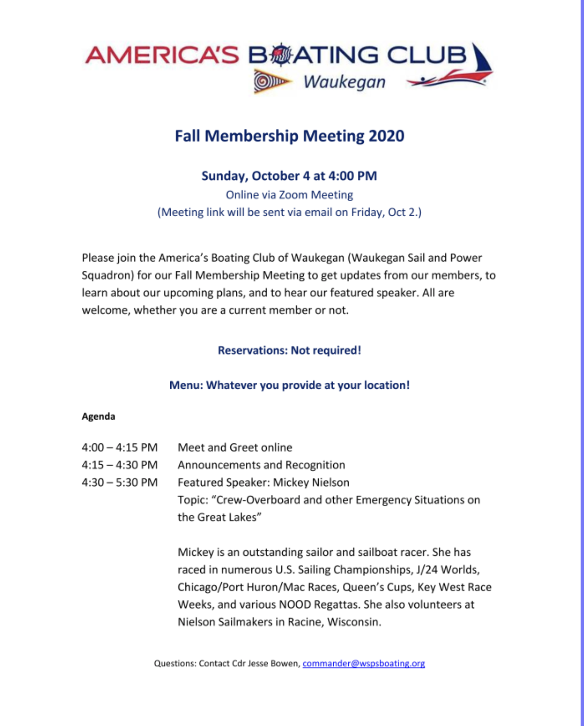 This is a picture of the Fall Membership Meeting email flyer.