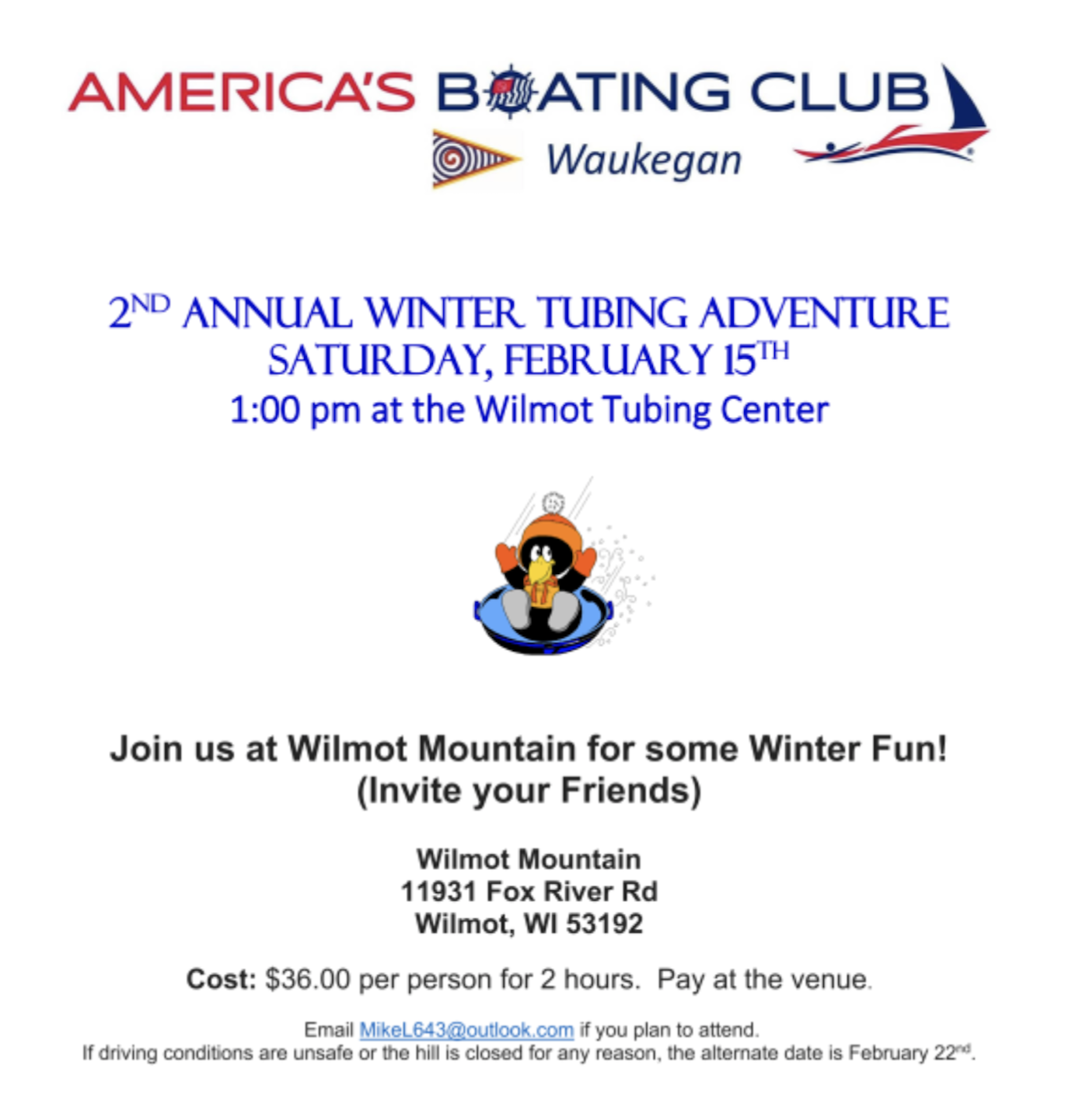 This is a picture of the Tubing Adventure email flyer.